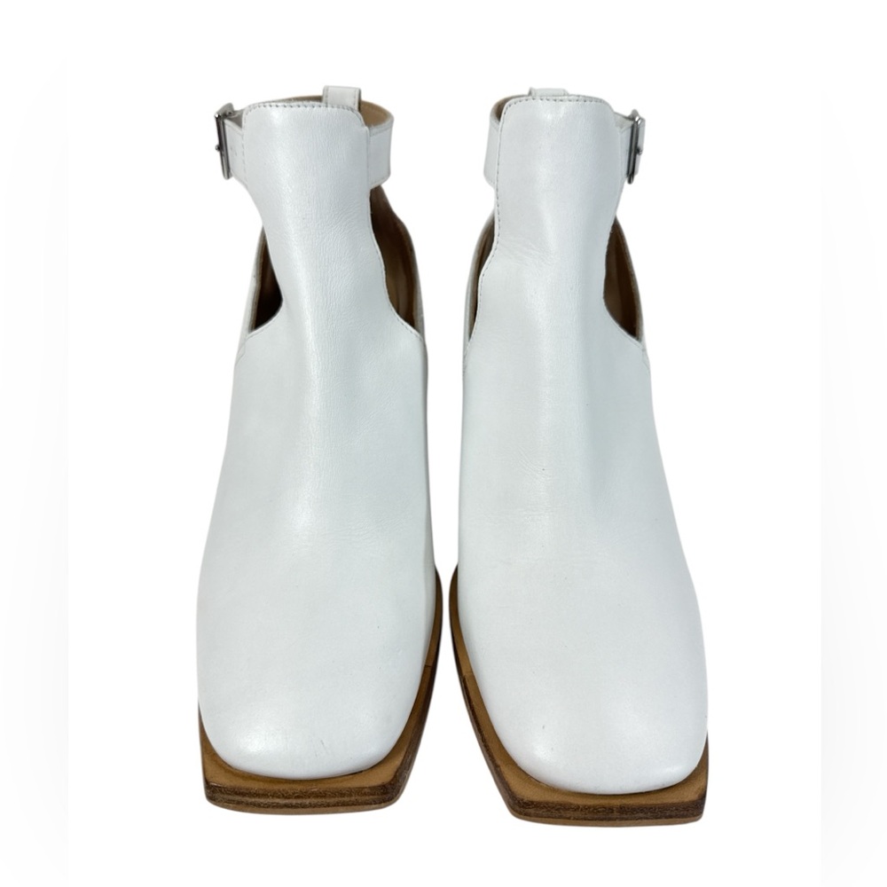 Free People Brady Buckle Shoeboot Women's Size 39.5/9.5 Whie Leather Block Heel - Picture 6 of 15
